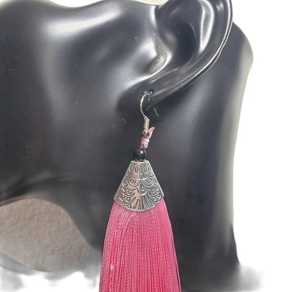 Fashion Jewelry Pink French Hook Tassel Earrings - Picture 3 of 6